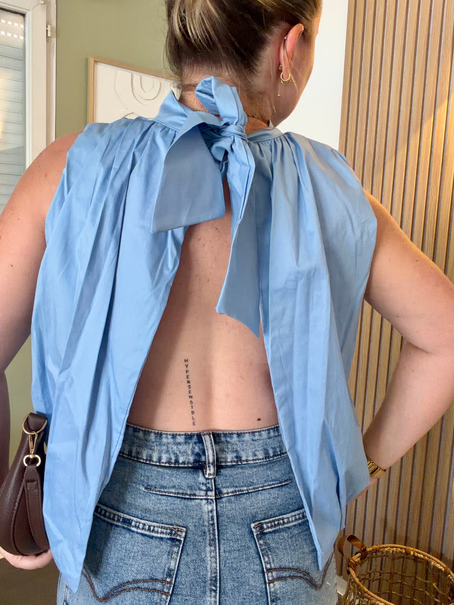 Blouse dos nu bleu / LOLA