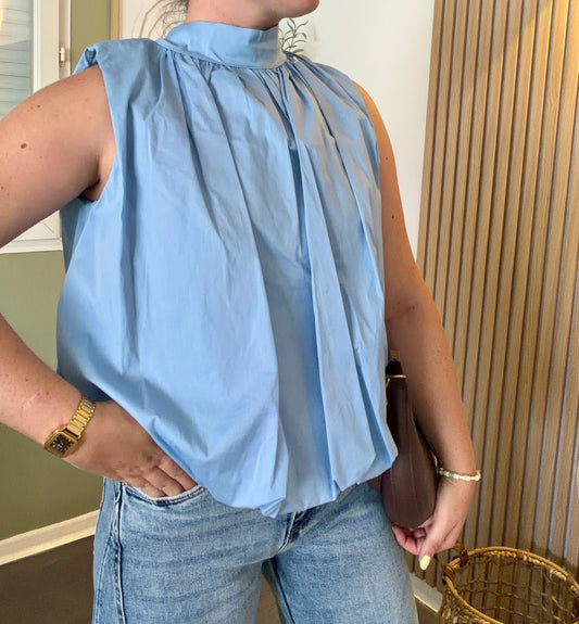 Blouse dos nu bleu / LOLA